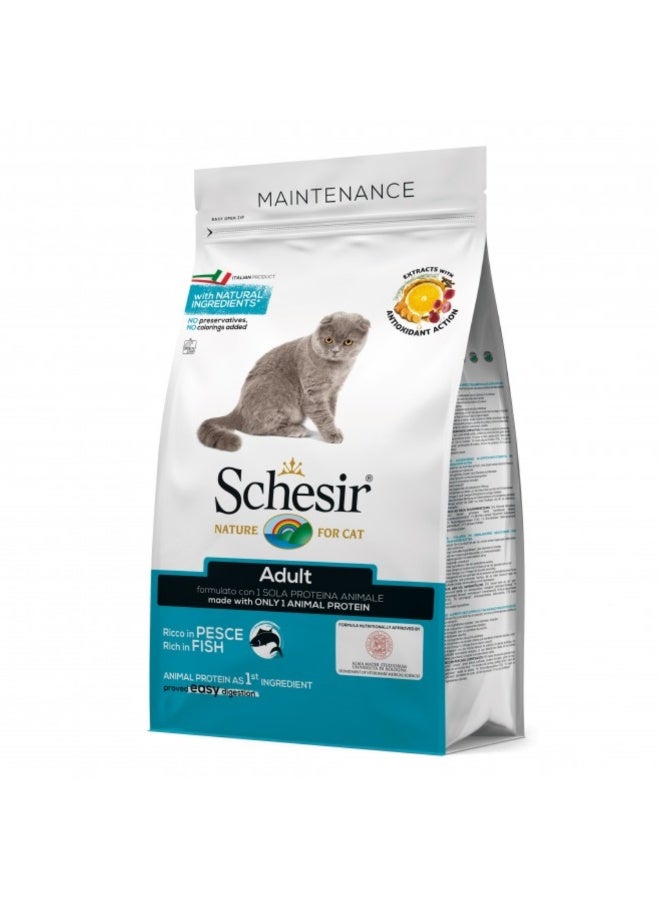Schesir Adult Cat Dry Food Maintenance Fish 1.5Kg | Single Protein Complete Nutrition for Digestive Support, Healthy Skin & Shiny Coat